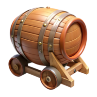 serene minimalist Wooden Beer Barrel on Dolly Transparent Background authentic png