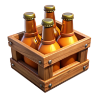 wonderful artistic Wooden Beer Crate with Bottles Cutout authentic png