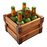 serene artistic Wooden Beer Crate with Bottles Cutout professional png
