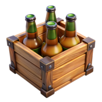 elegant minimalist Wooden Beer Crate with Bottles Cutout authentic png