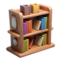 magnificent minimalist Wooden Bookshelf Cutout with Books high resolution png