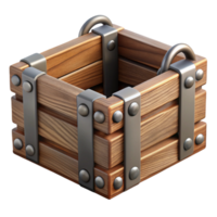 magnificent rustic Wooden Crate with Metal Handles Transparent Background high resolution png