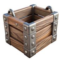 extraordinary minimalist Wooden Crate with Metal Handles Transparent Background high resolution png