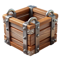 vibrant abstract Wooden Crate with Metal Handles Transparent Background genuine png