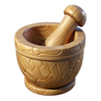 impressive vintage Wooden Mortar and Pestle Carved Design Transparent Background high quality png