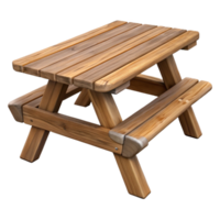 vibrant rustic Wooden Picnic Table Side View Transparent Background png