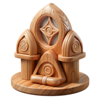 beautiful classic Wooden Sculpture with Symbolic Carvings Transparent Background genuine png