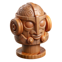 elegant abstract Wooden Sculpture with Traditional Carving Transparent Background professional png
