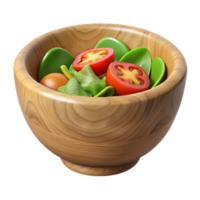 impressive creative Wooden Serving Bowl with Salad Isolated authentic png