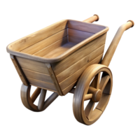 beautiful abstract Wooden Wheelbarrow Side View Transparent Background authentic png