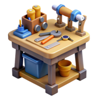 magnificent abstract Work Bench with Tools Top View Isolated high resolution png