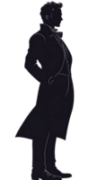 Silhouette of a man in a long coat transparent background png