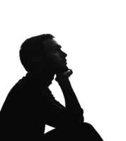 Thoughtful person in shadow, contemplating. png
