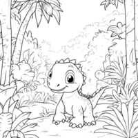 A drawing of a dinosaur in the jungle png