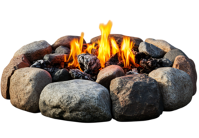 Warm and inviting outdoor fire pit, perfect for gatherings. png