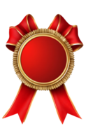 Blank red award seal with golden frame and red ribbon. Perfect for awards, certificates, or recognition. png