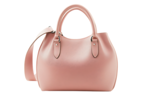 Stylish pink leather handbag, perfect for everyday use or special occasions. png