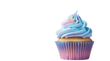 A cupcake with blue frosting on top png