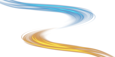 Blue and golden glowing shiny lines effect. Luminous blue and yellow lines of speed. Light glowing effect. Light trail wave, fire path trace line and incandescence curve twirl. Illustration number 33 png
