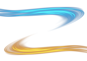 Blue and golden glowing shiny lines effect. Luminous blue and yellow lines of speed. Light glowing effect. Light trail wave, fire path trace line and incandescence curve twirl. Illustration number 22 png