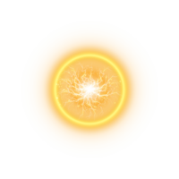 Yellow Ball lightning on a transparent background. Abstract electric lightning strike. Light flash, thunder, spark. . Illustration number 3 png