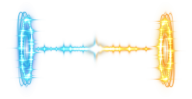 Blue and yellow magic fantasy portals. Futuristic teleports. Light effect. Blue, yellow candles rays of a night scene with sparks. Empty light effect of the podium. . Illustration number 2 png