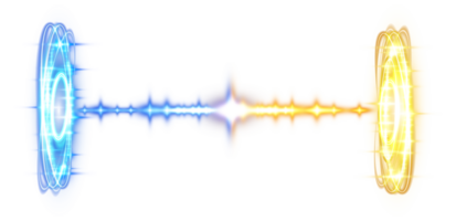 Blue and yellow magic fantasy portals. Futuristic teleports. Light effect. Blue, yellow candles rays of a night scene with sparks. Empty light effect of the podium. . Illustration number 1 png