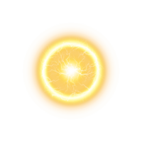 Yellow Ball lightning on a transparent background. Abstract electric lightning strike. Light flash, thunder, spark. . Illustration number 2 png