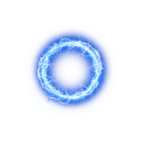Blue Ball lightning on a transparent background. Abstract electric lightning strike. Light flash, thunder, spark. . Illustration number 1 png
