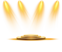 Bright Golden podium with Spotlight. Scene. Stage. Podium. Light Effects. Glow light effect. Glowing lamp. . Illustration number 2 png
