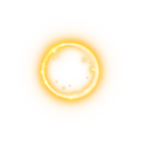 Yellow or golden spark circle light effect with magic glow. Abstract round glitter sparkle yellow or golden. Shiny luxury circular dust particle design set with starlight trail. . Number 1 png