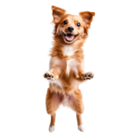 Playful dog jumping in the air with a cheerful expressind bright fur png