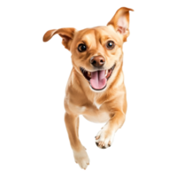 Happy and Playful Dog Running with Excitement in a Bright Outdoor Setting png