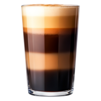 Layered Coffee Drink in a Clear Glass with Creamy Topping and Texture png