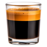 Delicious Layered Espresso Drink in Elegant Glassware with Creamy Foam png
