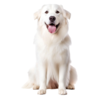 Happy Golden Retriever Sitting with Tongue Out in Bright Studio Setting png