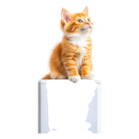 Playful Orange Cat Sitting with Curiosity and Charm png