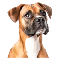 closeup Portrait of a Curious Boxer Dog with Alert Expression png