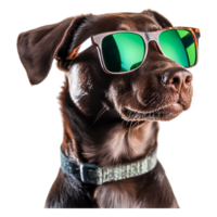Dog Wearing Stylish Sunglasses with a Confident Expression in Bright Light png