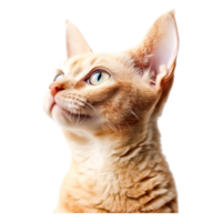 Profile of a Soft-Furred Cat with Alert Expression Plain Background png