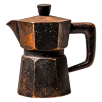 Retro Black Coffee Maker with Vintage Design and Unique Texture Details png