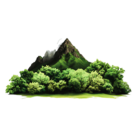 Lush Green Mountain Landscape Surrounded by Dense Forest and Tranquil Water png