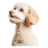 Fluffy White Dog with Wavy Fur Posing Against a Clean Background png