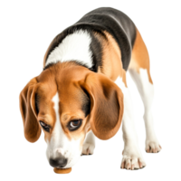 Playful Beagle Sniffing on the Ground in a Bright Studio Setting png