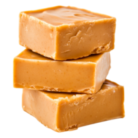 Creamy Caramel Fudge Stacked with Smooth Texture and Rich Color png