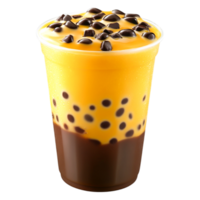 Refreshing Mango Drink with Chocolate Chips in Clear Cup png