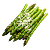 Fresh Green Asparagus Sprigs Topped with Garlic and Parmesan Cheese png