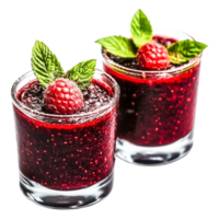 Refreshing Raspberry Drink with Mint Garnish in Elegant Glasses png