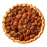 Delicious homemade pecan pie with golden crust and nutty filling png