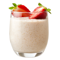 Refreshing Smoothie with Fresh Strawberries in a Clear Glass Cup png